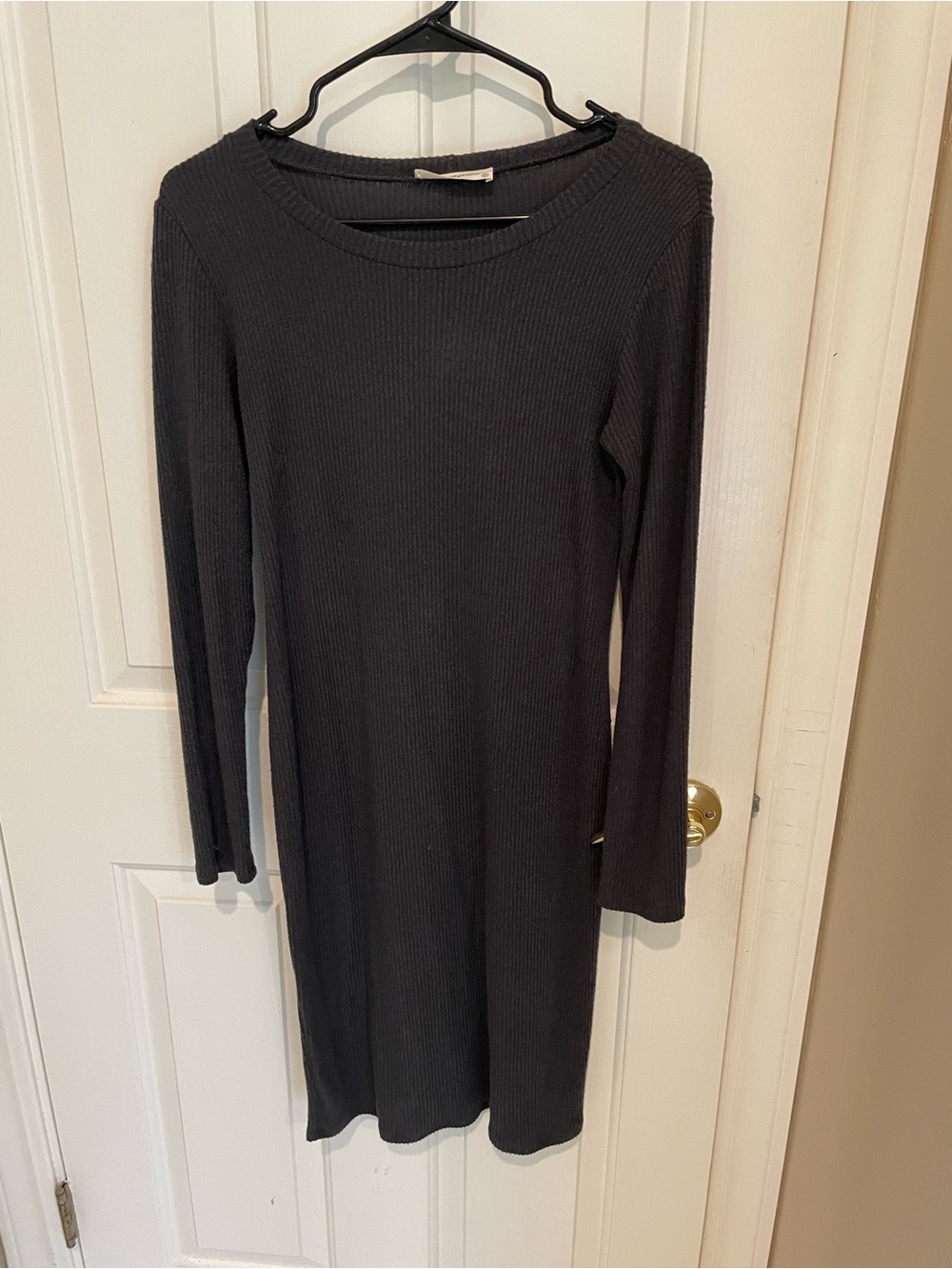 Dark Charcoal Ribbed Maternity Dress